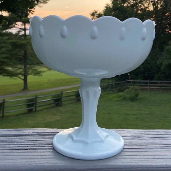 Vintage Milk glass pedestal bowl